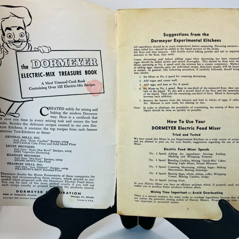 1949 Dormeyer Electric-Mix Treasure Book Vintage Mixer Cookbook Manual